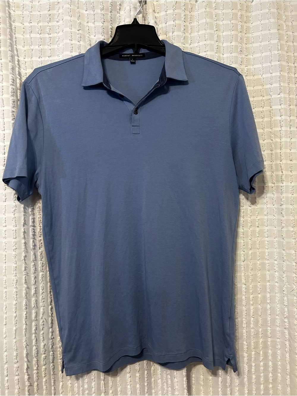 Robert Barakett Men's Large Blue Pima Cotton Short Sleeve Polo Shirt